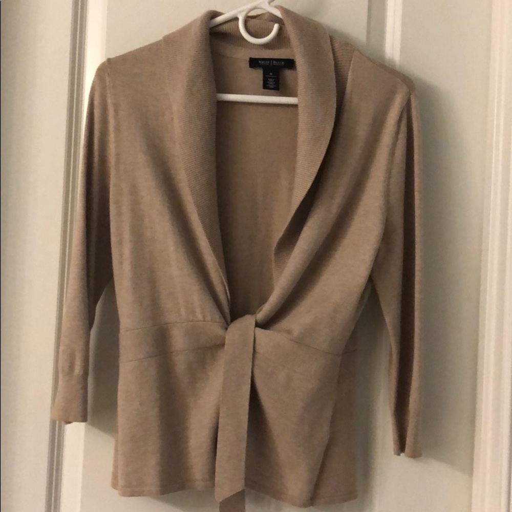 Tan WHBM tie sweater cardigan